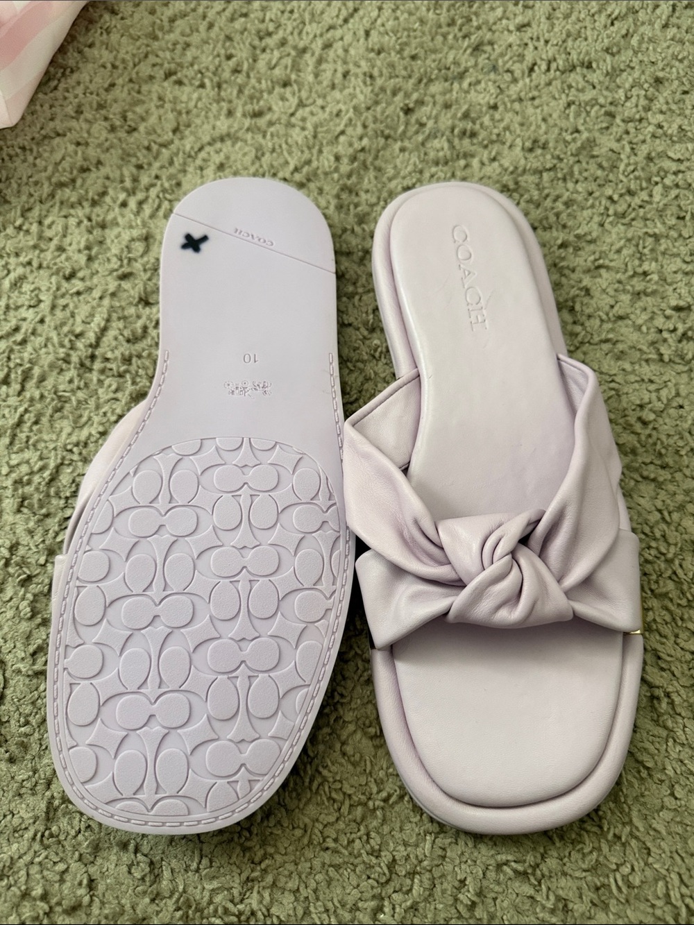 Coach Lavender Knot Leather Slide Sandals - Picture 2 of 16